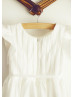 Flutter Sleeves Ivory Pleated Taffeta Flower Girl Dress